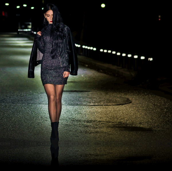 Clothing sprayed with EcoLite glowing under light